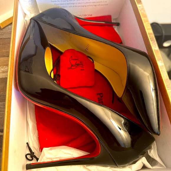 CHRISTIAN LOUBOUTIN  PIGALLE FOLLIES 100 PATENT BLACK SIZE 40.5 - Picture 1 of 9